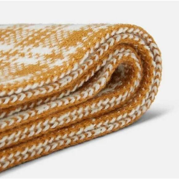 Timberland Buffalo Plaid Scarf Tan & Cream White Knit Acrylic New in package - Picture 3 of 6